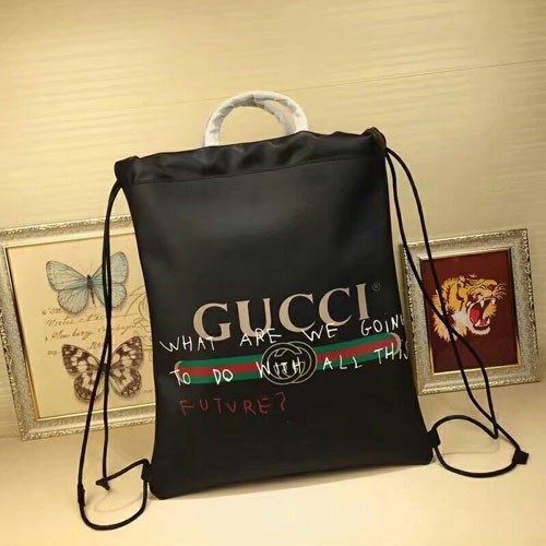 Gucci品牌術家聯名個性格言系列全皮背包494053