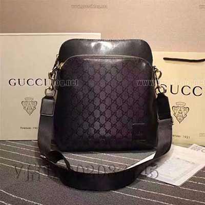 gucci854364 PVC 金色金屬配件 尼龍織帶 男款經典斜挎