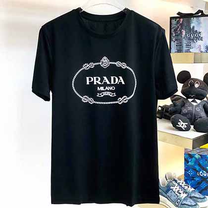 Prada 春夏新款t恤品牌男經典圓領T恤衫