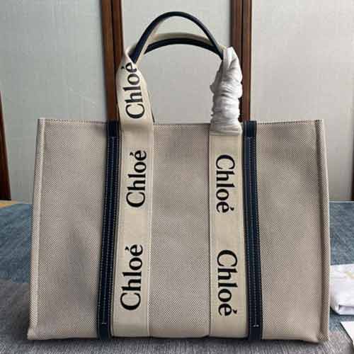 歐美大牌奢侈品女包 Chloe新款帆布手提袋Woody Tote Bag