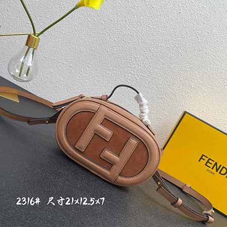 Fendi創意雙FF大LOGO橢圓形斜挎包 芬迪迷你相機包